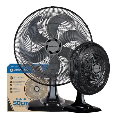 foto de Ventilador Oscilante De Mesa Ventisol Turbo 6 Pás 50cm Preto