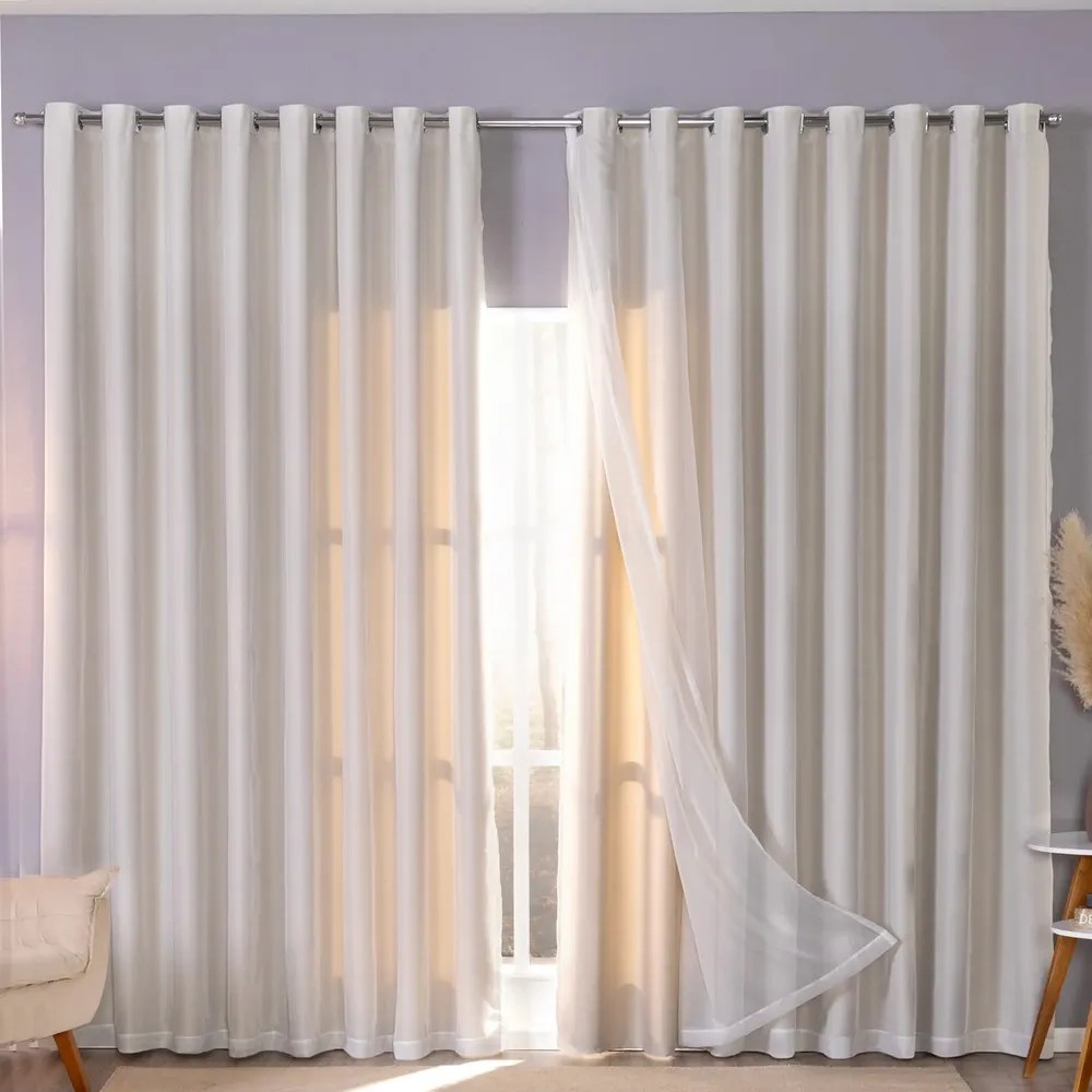Cortina Blackout C/ Voil 4,00m X 2,70m Para Quarto E Sala
