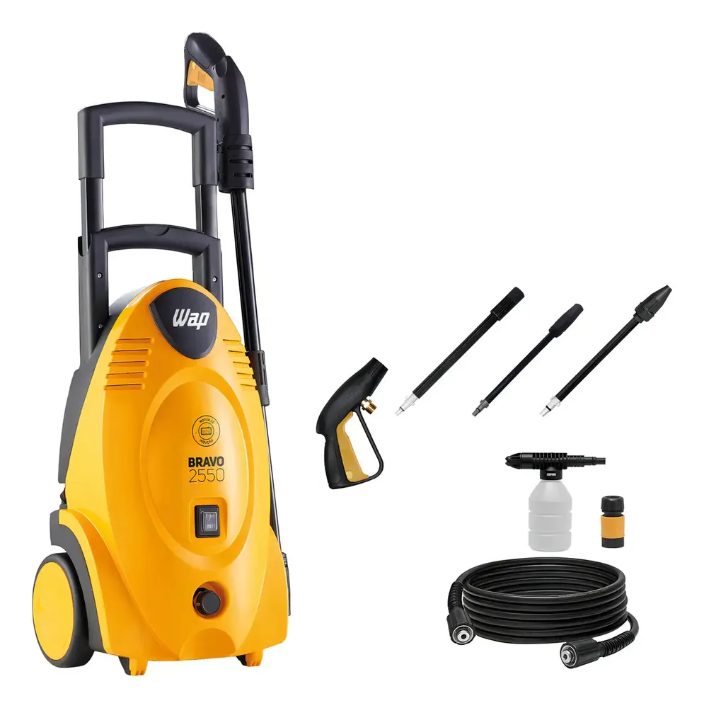 Lavadora de Alta Pressão WAP Bravo 2550 1700W Motor de Indução Amarela e Preta