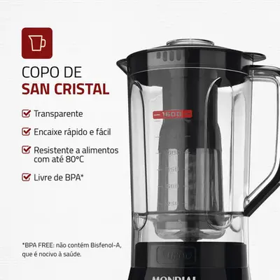 foto de Liquidificador Turbo Power Mondial 550W - L-99 FB