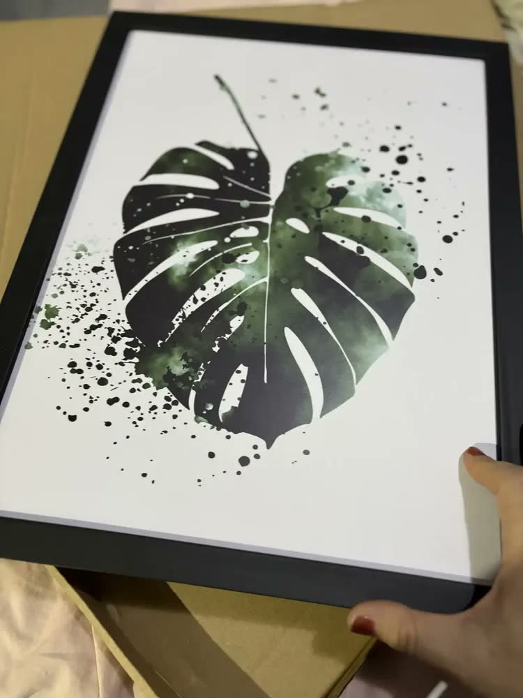 foto de Quadro Decorativo Folhas Botânico Minimalista Costela Adão