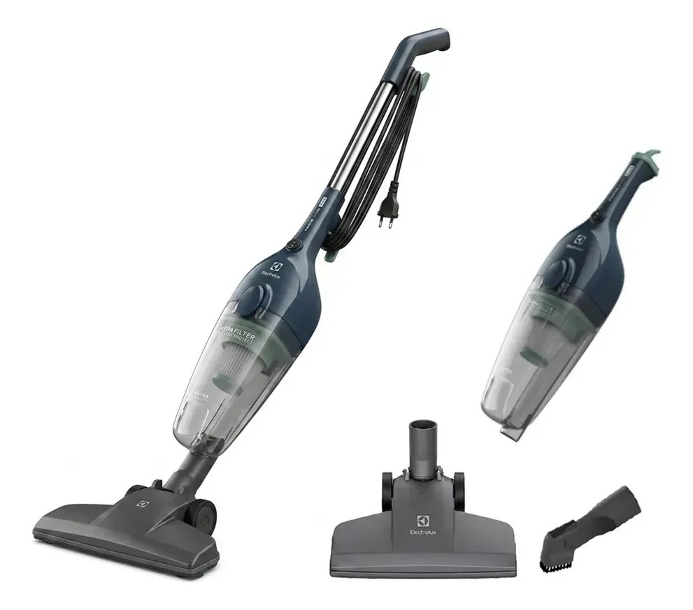 Aspirador pó vertical Electrolux 1450W STK14 cabo 5m portátil de mão 2 em 1 potente capacidade 1,6L filtro HEPA Azul Denim