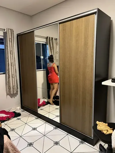foto de Guarda Roupa Casal Armário Quarto 100% Mdf C Espelho Madesa Royale 3 Portas Cor Branco 106209
