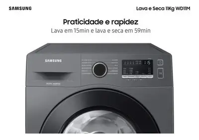 foto de Lava E Seca Samsung Wd11m Com Digital Inverter Inox 11kg Cor Inox look