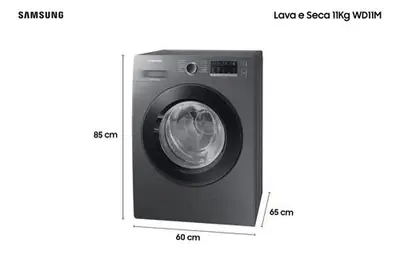 foto de Lava E Seca Samsung Wd11m Com Digital Inverter Inox 11kg Cor Inox look