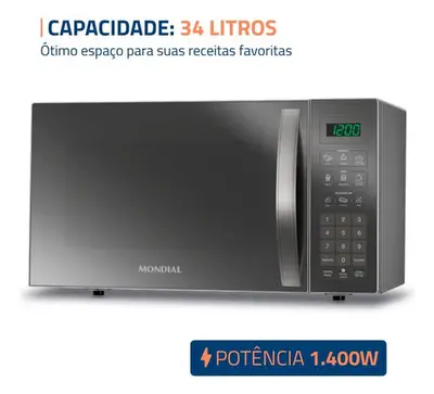 foto de Micro-ondas Mondial 1400W MO-02-34-E Espelhado 110V