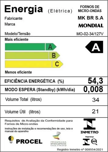 foto de Micro-ondas Mondial 1400W MO-02-34-E Espelhado 110V