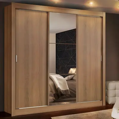 foto de Guarda Roupa Casal Mônaco Madesa 3 Portas Correr Espelho R Cor Rustic 1093D81E