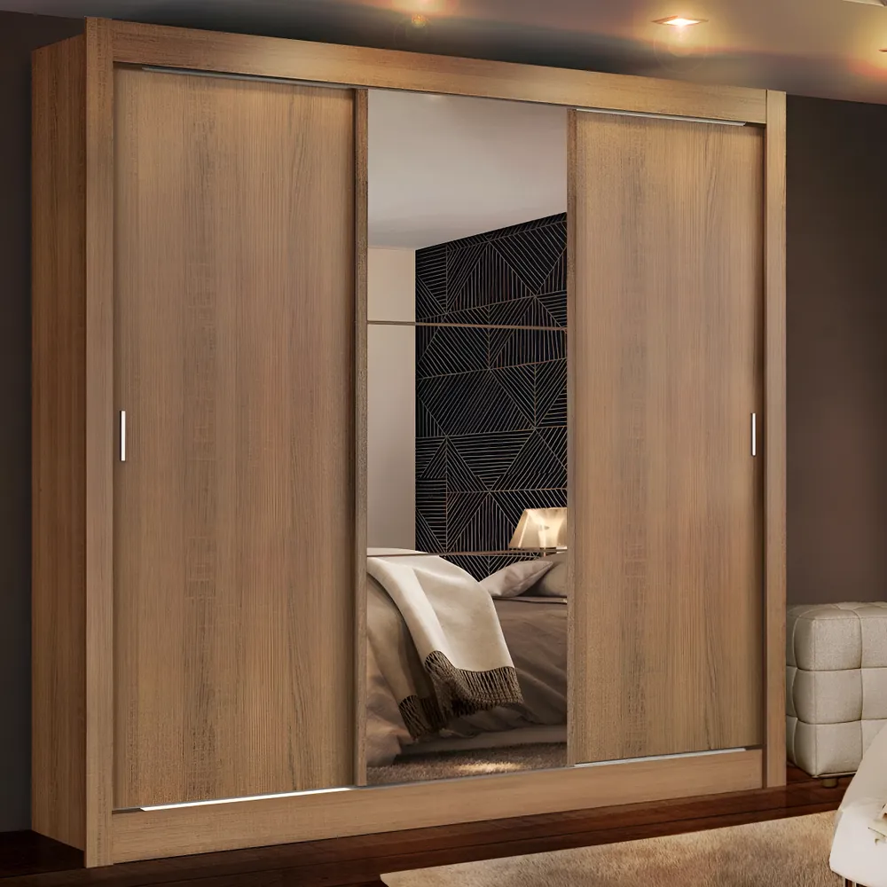 Guarda Roupa Casal Mônaco Madesa 3 Portas Correr Espelho R Cor Rustic 1093D81E