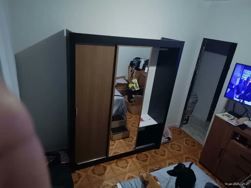 foto de Guarda Roupa Casal Madesa Mônaco 3 Portas Correr Com Espelho Cor Rustic/Branco 1093D81E