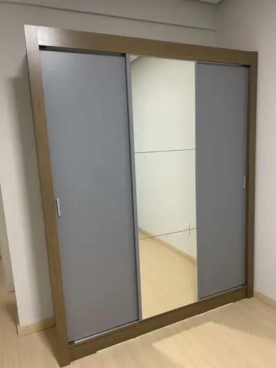 foto de Guarda Roupa Casal Mônaco Madesa 3 Portas Correr Espelho Br Cor Branco/Rustic 1093D81E