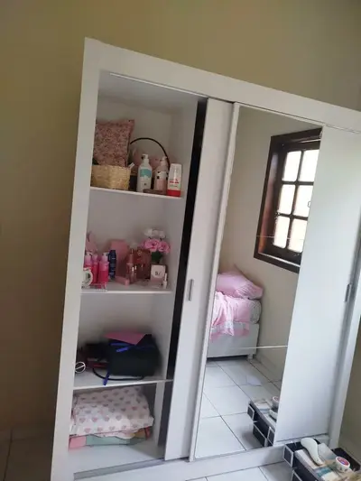 foto de Guarda Roupa Casal Mônaco Madesa 3 Portas Correr Espelho P Cor Preto