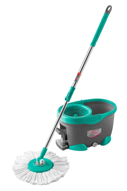 Kit Mop Turbo Com Balde 17 Litros Noviça Tiffany E Cinza