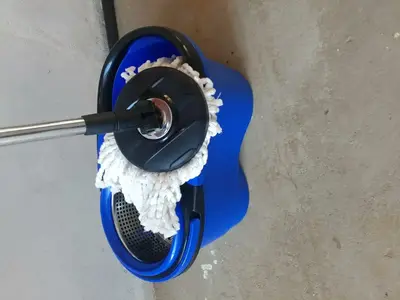 foto de Esfregão Perfect Pro Mop 360° Balde Inox Cabo Longo Microfibra 16L