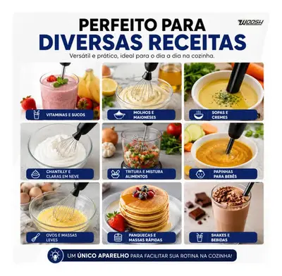 foto de Mixer Elétrico Portátil 2 em 1 Recarregável Potente Misturador de Bebidas e Ovos 3 Velocidades Usb Batedor e Fue Fouet Woosh