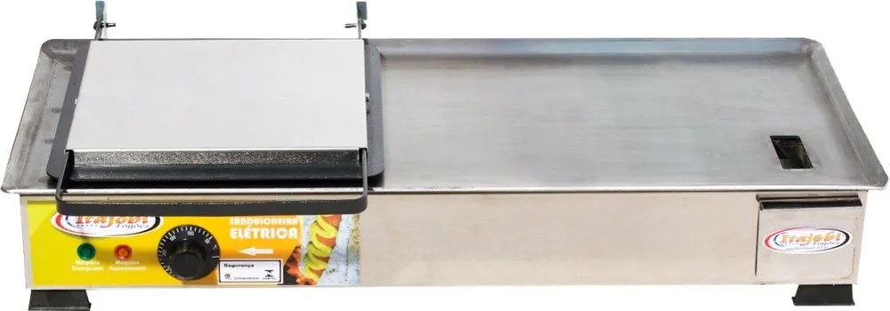 Chapa Elétrica Itajobi Fogões 70x30 Inox 220V Com Prensa 4400W