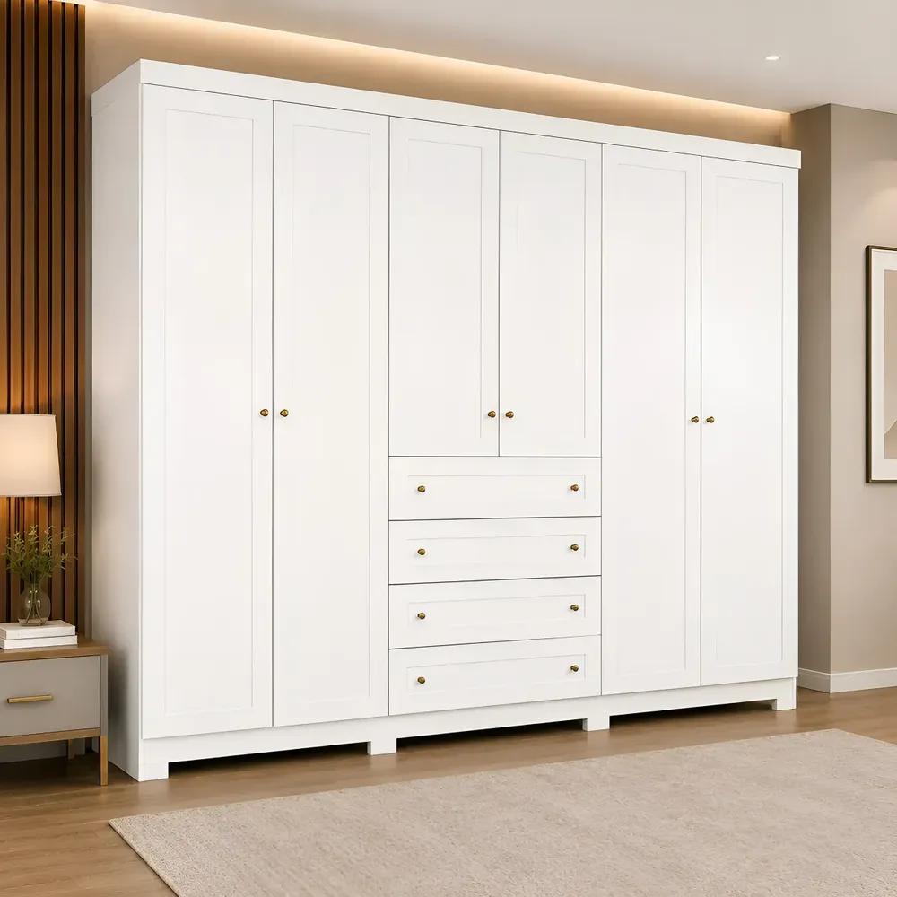 Guarda Roupa Casal 06 Portas 04 Gavetas Americano Henn