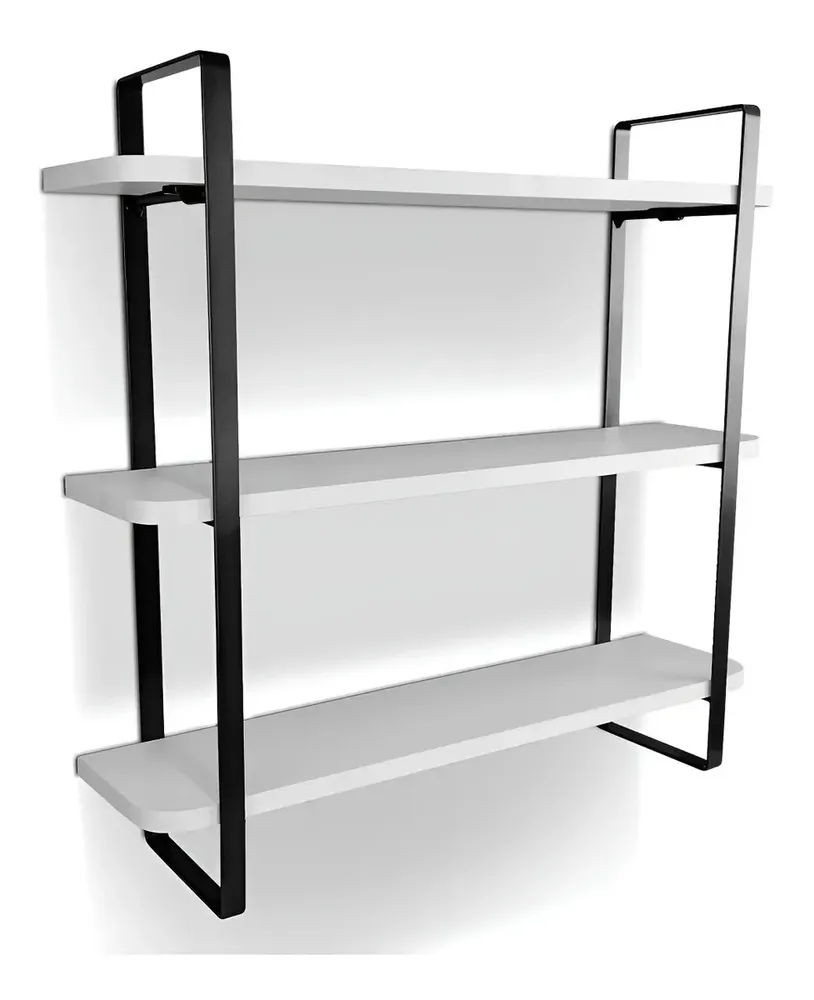 foto de Prateleira Tripla Hone Modelo Industrial 60x15 Preta/branca Cor Preto