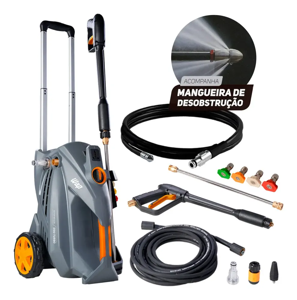 Lavadora e Desobstruidora de Alta Pressão WAP 5100 TURBO ULTRA Motor Indução 2300 PSI 2500W 550 L/h 220V