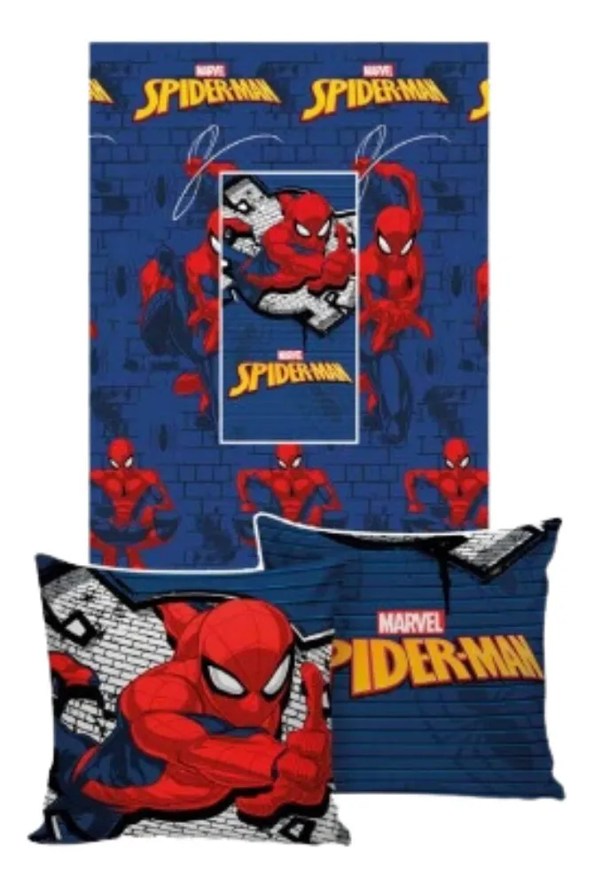 Manta Almofada Jolitex Spiderman 2 em 1 Tamanho Solteiro 100% Poliéster