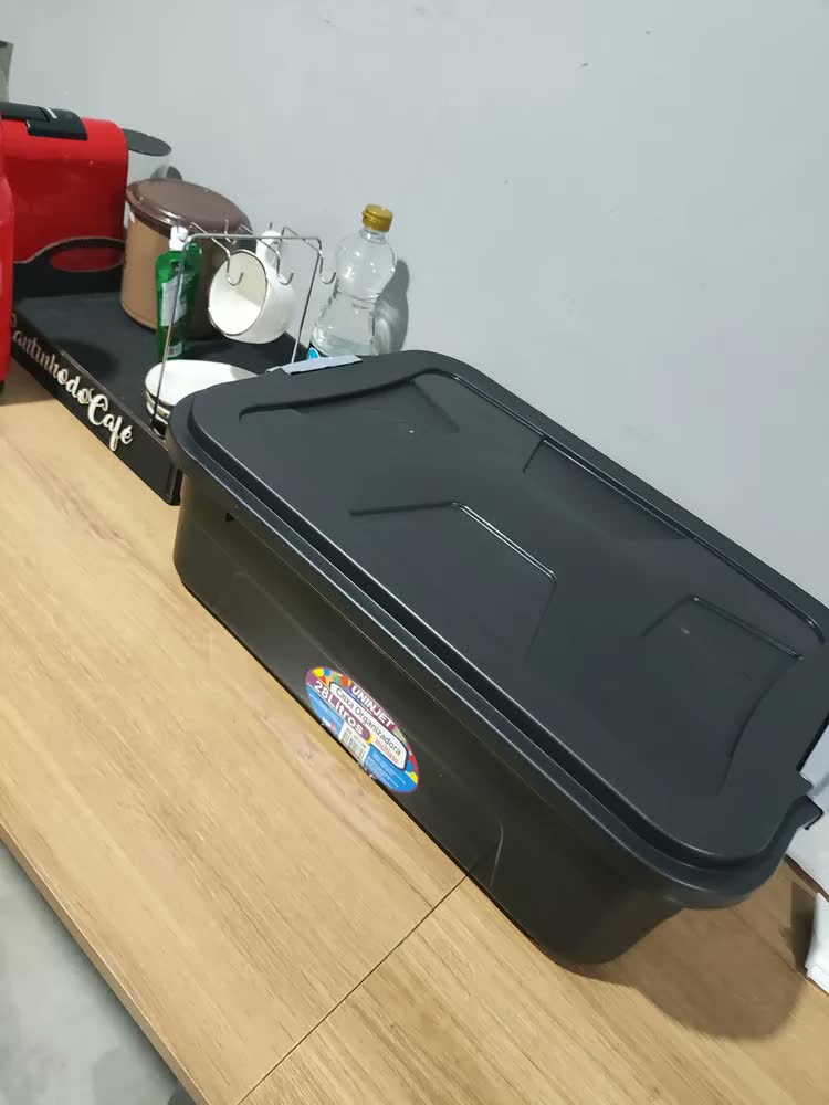 foto de Caixa Organizadora Multiuso Plástica 28 Litros Com Tampa Cor Preto