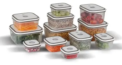 foto de Electrolux Kit 12 Potes Herméticos de Plástico Retangulares, Multiuso, Vedação Silicone, BPA Free, Porta Mantimentos, Empilháveis