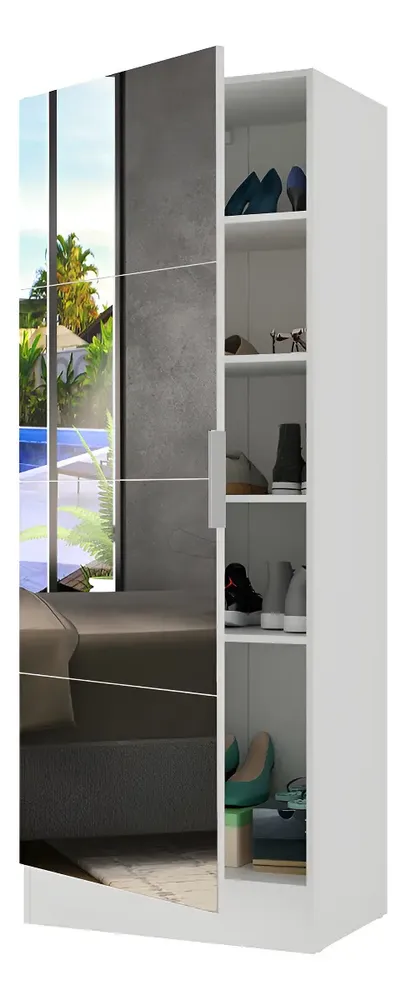 Sapateira 1 Porta Com Espelho Jade Plus Multimóveis V6007 Cor Branco