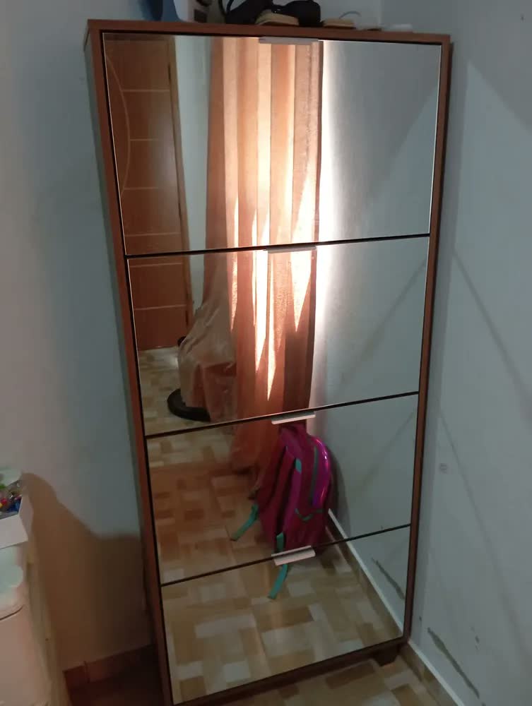 foto de Sapateira Moderna Rede Móveis Pequim 4 Gavetas Espelhada MDF/MDP Marrom