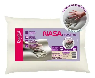 foto de Travesseiro Nasa Cervical Duoflex Altura 12,5x7,5x11cm Para Fronha 50x70cm Antiácaro Capa Plush com zíper