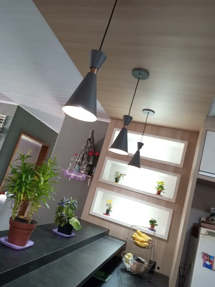 foto de Iluminar Ambiente Kit 3 Luminária Pendente Mini Pequim 24cm Balcão Bancada Cor Fendi 24 Cm