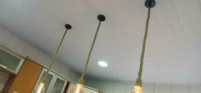 foto de Kit 3 Luminárias Pendentes Edison Corda Retro 1,10 m Voltagem Start Decor