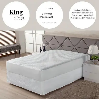 foto de Protetor Para Colchão Super King Impermeável Cor Branco