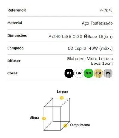 foto de Poste Iluminação Jardim 2,40m Preto Globo Lustres Luxo E27