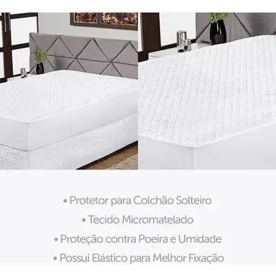 foto de Protetor de Colchão King Size Impermeável e Antiácaro Branco