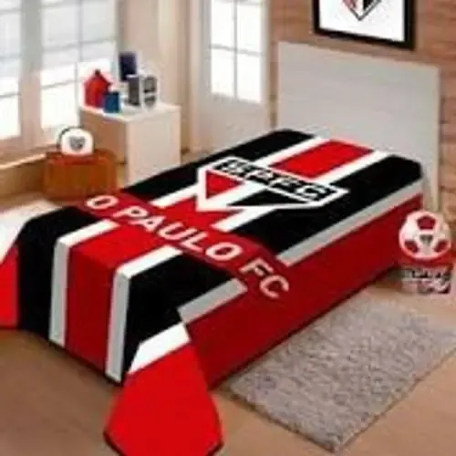 Cobertor Solteiro São Paulo Jolitex Vermelho Poliéster 1,80 X 2,20