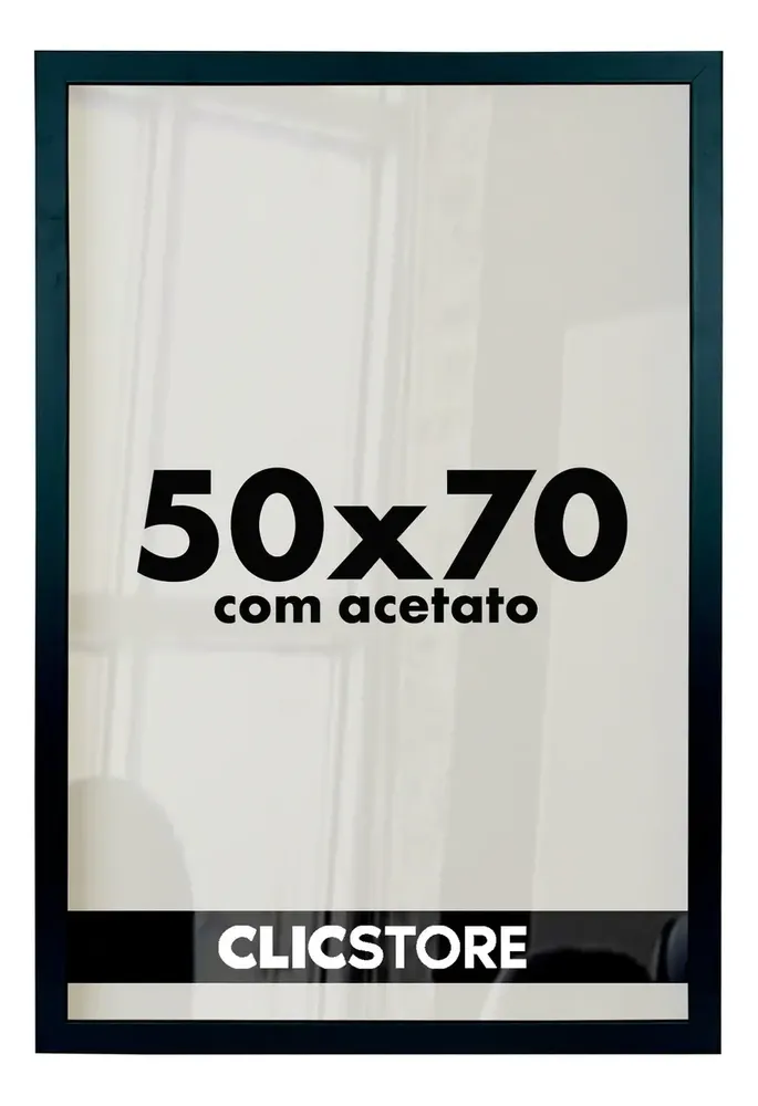 foto de Moldura 50x70 Acetato Quadros Poster Foto Quarto Casa Parede Cor Preto