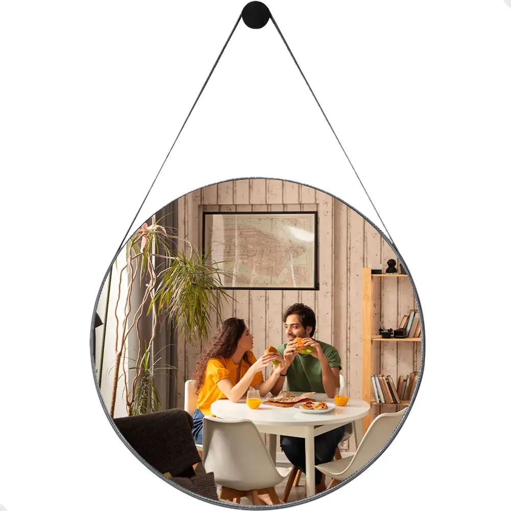 foto de Espelho Redondo De Parede Adnet 60 cm Para Banheiro e Sala Café