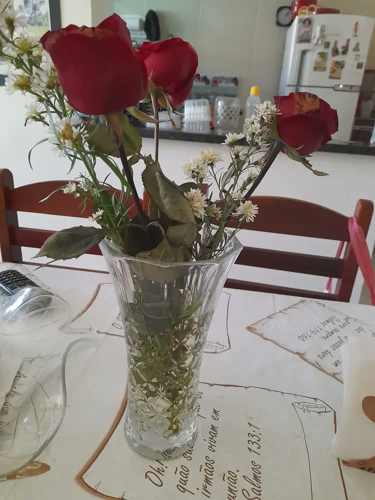 foto de Vaso De Vidro Grande 23cm Flores Decoração Sala Mesa Festas