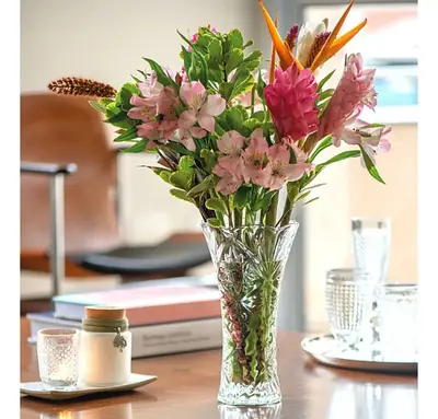foto de Vaso De Vidro Grande 23cm Flores Decoração Sala Mesa Festas