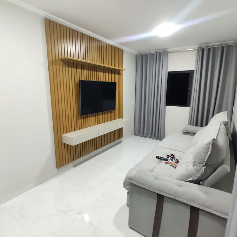 foto de Gelius Móveis Home Para Tv Ripado Led Nobre 230 Cinza Off White