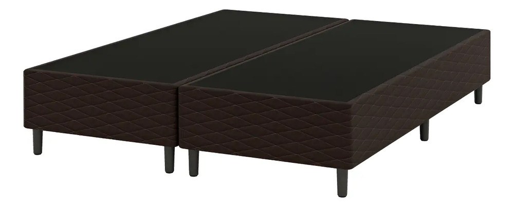 Base Cama Box Casal Queen Sue Marrom Umaflex 158x198 Base Box para Colchão Casal