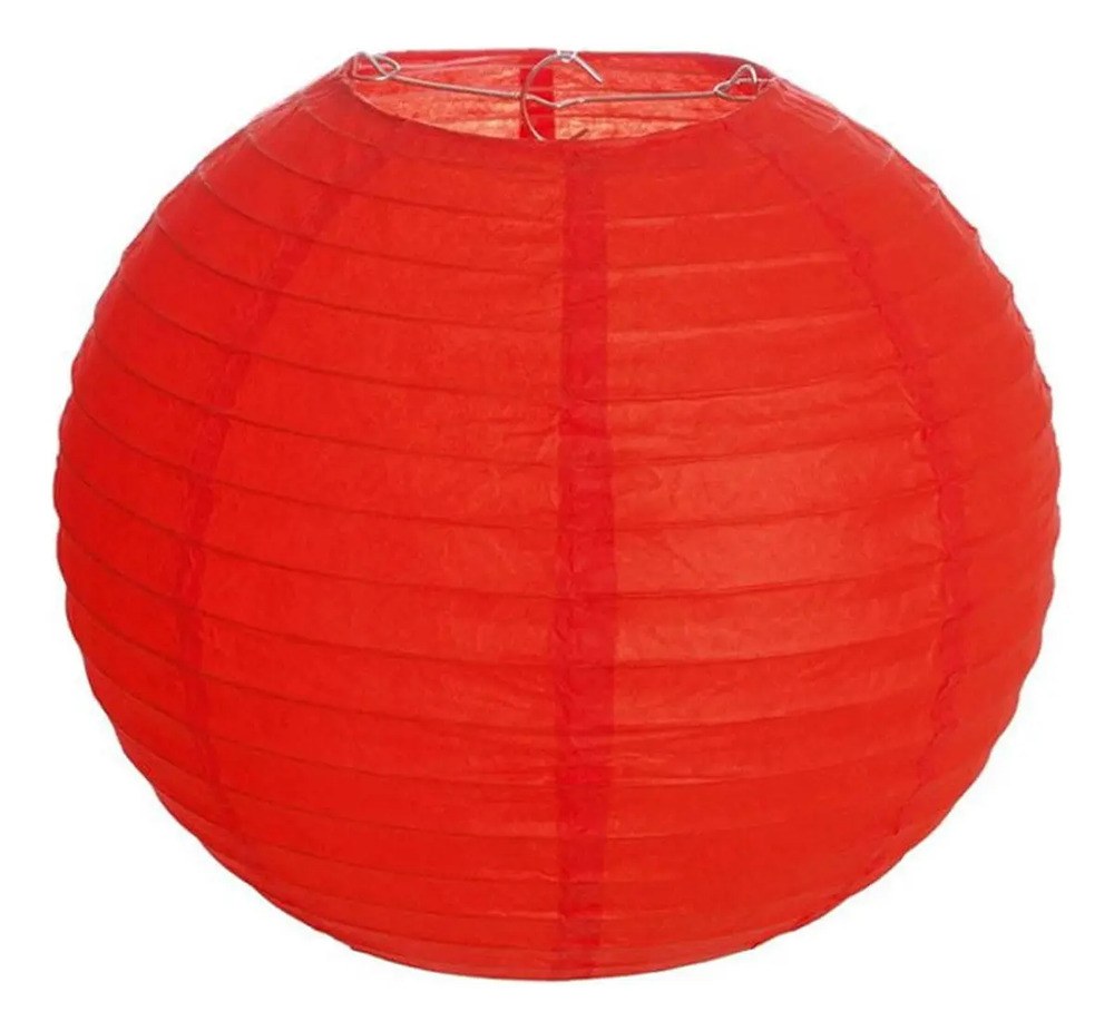 Lanterna Oriental Luminária Japonesa Chinesa Papel 30 Cm Cor Vermelho