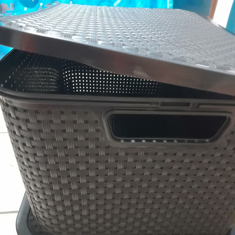 foto de Kit 2 Caixas Organizadoras Rattan Preta 20 Litros
