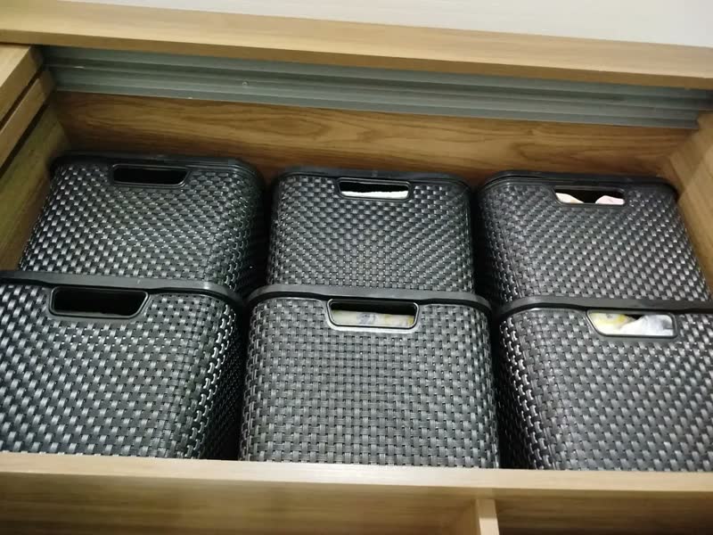 foto de Kit 2 Caixas Organizadoras Rattan Preta 20 Litros
