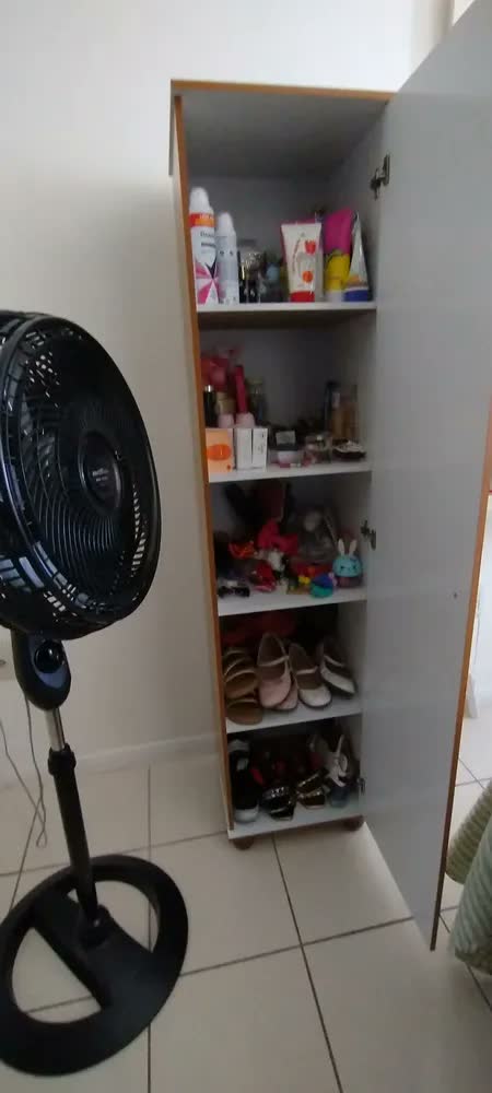 foto de Sapateira Multiuso MDP Preto 1 Porta Espelho 4 Prateleiras 165cm