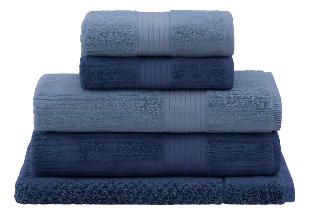 Jogo De Toalha Banho Gigante 5pcs Canelada Buddemeyer Cor Azul Claro Azul Escuro