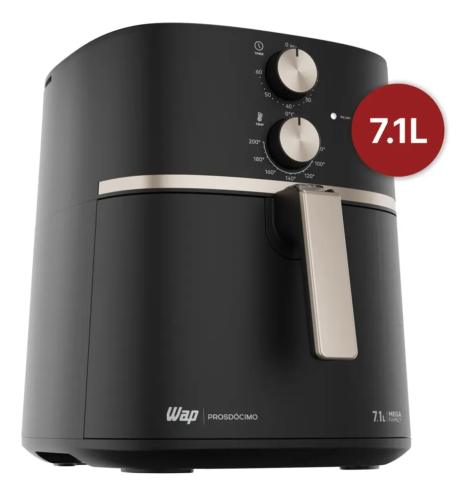 foto de Fritadeira Elétrica Air Fryer WAP Mega Family 7,1 Litros Antiaderente 1700W