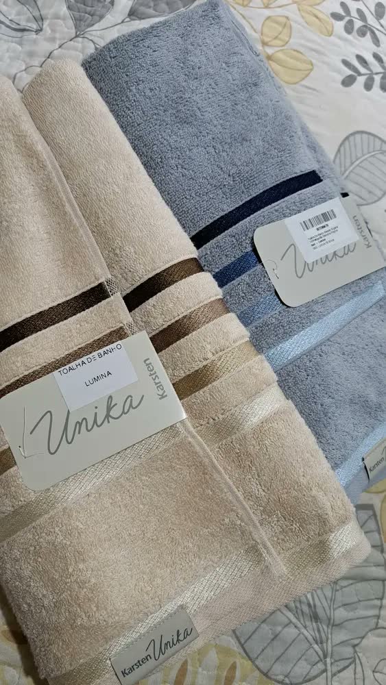 foto de Toalha Banho Lumina Fio Penteado Branco E Azul Karsten