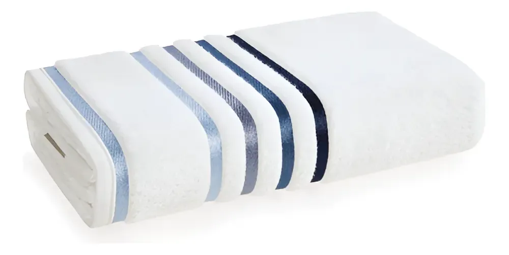 Toalha Banho Lumina Fio Penteado Branco E Azul Karsten