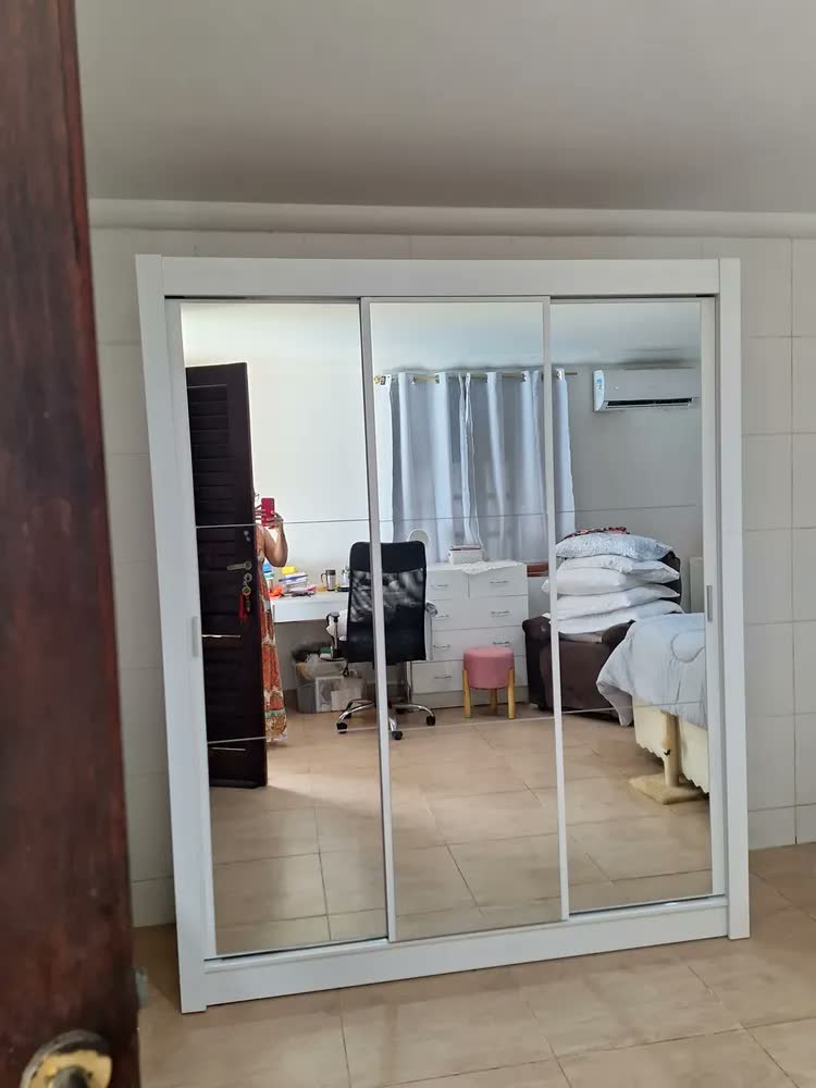 foto de Guarda Roupa Casal Mônaco Madesa 3 Portas Correr De Espelho Cor Branco